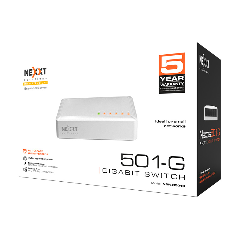 Naxos501-G | 5-port Gigabit desktop switch - NSW-N501G