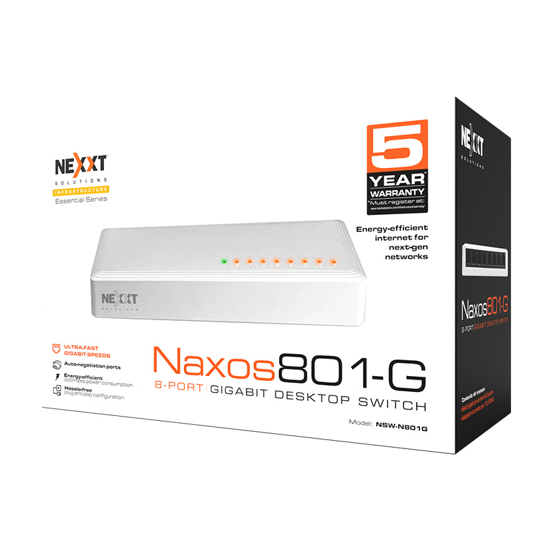 Switch ノン Naxos801-G | 8-port Gigabit desktop switch - NSW-N801G