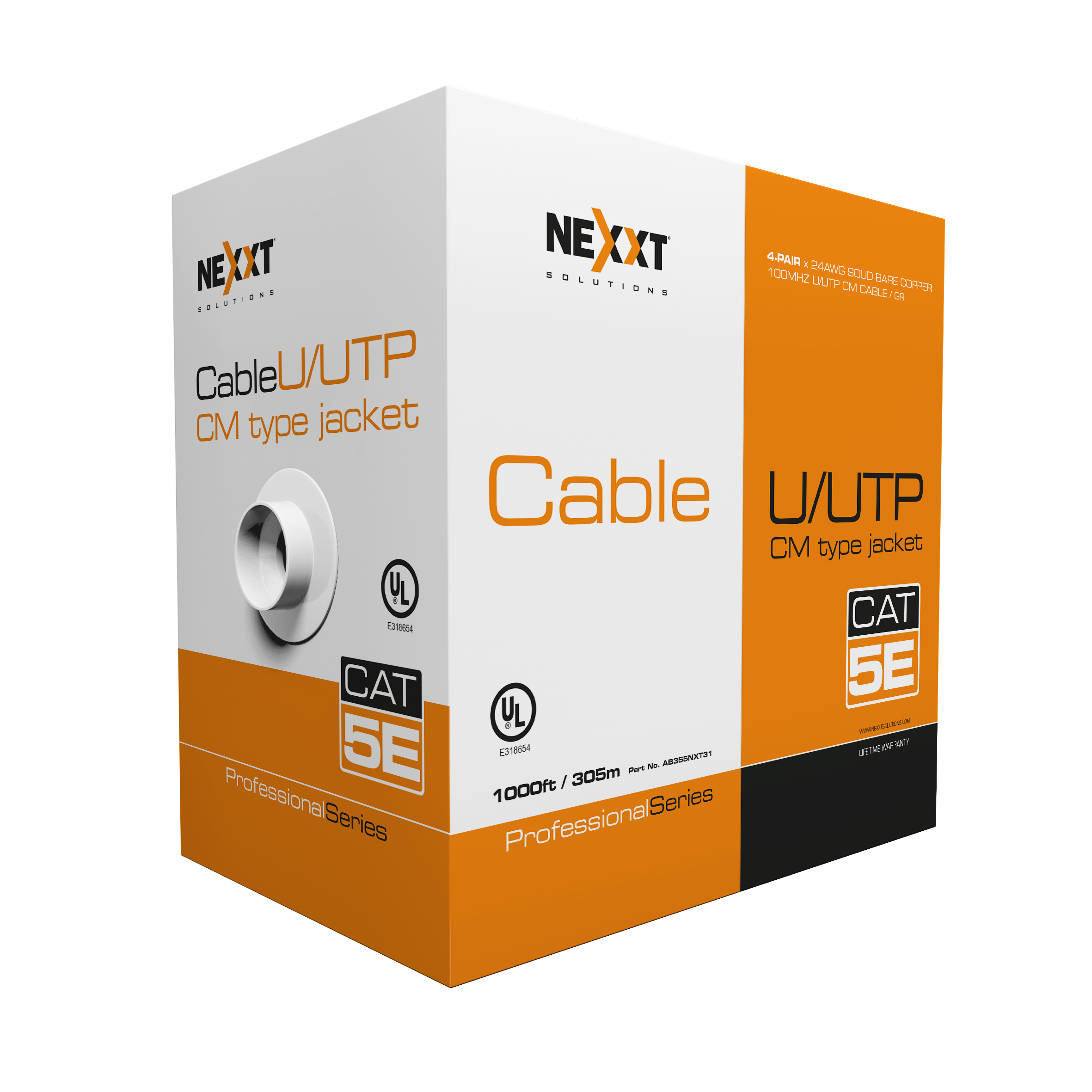 U/UTP Cable 4 Pairs Cat5e, 24AWG Gauge
